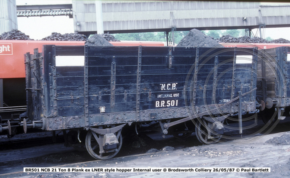 BR501 NCB ex LNER style hopper Internal user @ Brodsworth Colliery 87-05-26 © Paul Bartlett w