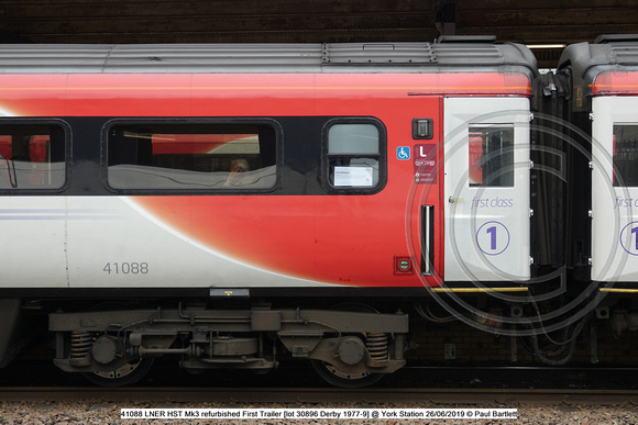 41088 LNER HST Mk3 refurbished First Trailer [lot 30896 Derby 1977-9] @ York Station 2019-06-26 © Paul Bartlett [2w]
