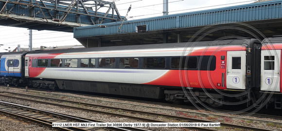 41112 LNER HST Mk3 First Trailer [lot 30896 Derby 1977-9] @ Doncaster Station 2019-06-01 © Paul Bartlett w