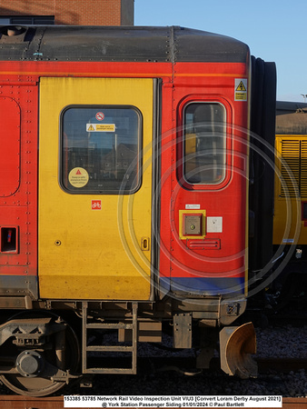 153385 53785 Network Rail Video Inspection Unit VIU3 [Convert Loram Derby August 2021] @ York Station 2024-01-01 © Paul Bartlett [11w]