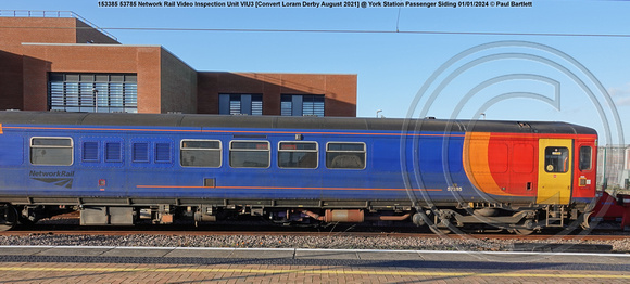 153385 53785 Network Rail Video Inspection Unit VIU3 [Convert Loram Derby August 2021] @ York Station 2024-01-01 © Paul Bartlett [14w]