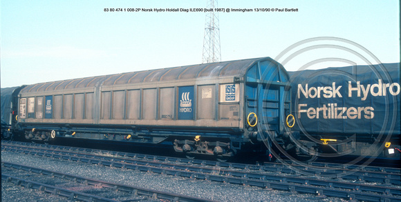 83 80 474 1 008-2P Norsk Hydro Holdall Diag ILE690 [built 1987] @ Immingham 90-10-13 © Paul Bartlett w