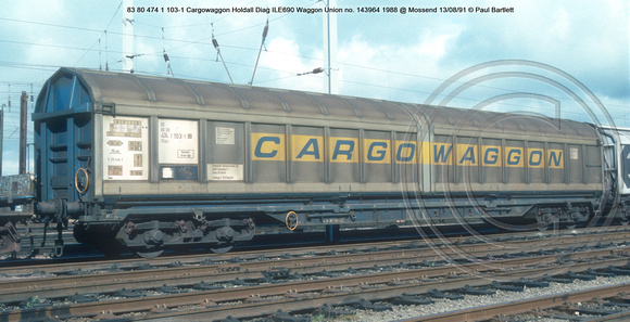 83 80 474 1 103-1 Cargowaggon Holdall Diag ILE690 Waggon Union no. 143964 1988 @ Mossend 91-08-13 © Paul Bartlett w