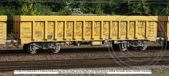 31 70 5992 070-0 IOA(E) Ealnos Network Rail Mussel Bogie Open Box Wagon [Greenbrier 2009] @ Holgate Junction 2022 05-17 © Paul Bartlett w