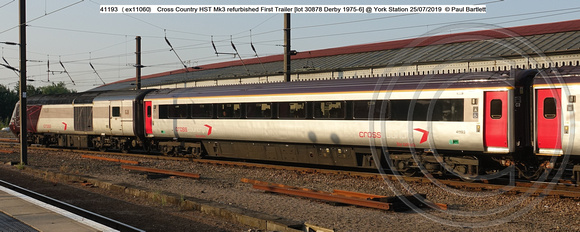41193 (ex11060) Cross Country HST Mk3 refurbished First Trailer [lot 30878 Derby 1975-6] @ York Station 2019 -07-25 © Paul Bartlett w