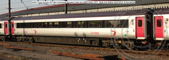 42097 Cross Country HST Mk3 refurbished Standard Trailer [lot 30897 Derby 1977 - 9] @ York Station 2019 -07-25 © Paul Bartlett w