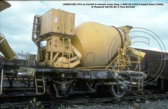 LDB507281 ZYV ex Conflat A cement mixer @ Mossend 84-05-28 © Paul Bartlett W