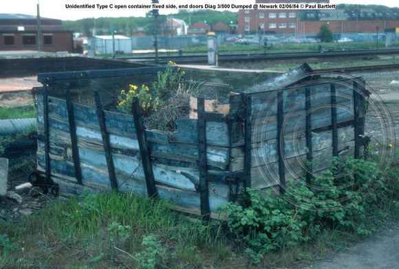 Unidentified Type C open container fixed side, end doors Dumped @ Newark 84-06-02 © Paul Bartlett [2w]