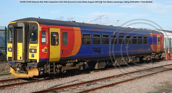 153385 53785 Network Rail Video Inspection Unit VIU3 [Convert Loram Derby August 2021] @ York Station 2024-02-03 © Paul Bartlett [01w]