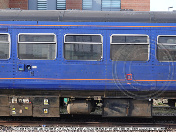 153385 53785 Network Rail Video Inspection Unit VIU3 [Convert Loram Derby August 2021] @ York Station 2024-02-03 © Paul Bartlett [10w]