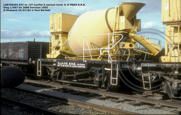 LDB700494 ZYV ex Conflat A cement mixer @ Mossend 84-07-22 © Paul Bartlett W
