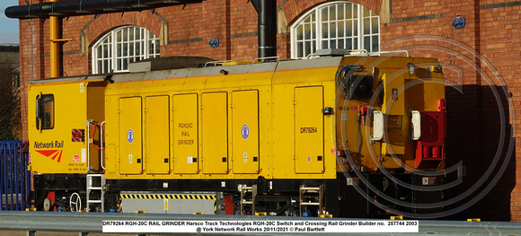 DR79264 Harsco Track Technologies RGH-20C Switch and Crossing Rail Grinder Build no.  257744 2003 @ York NR Works 2021-11-20 © Paul Bartlett [02w]