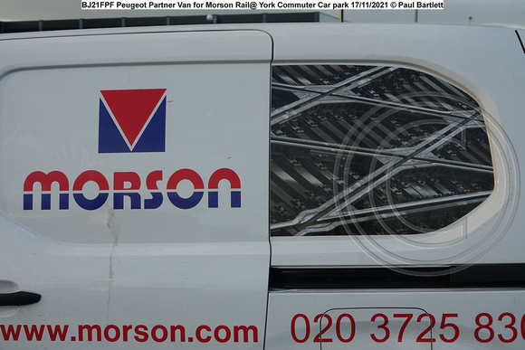 BJ21FPF Peugeot Partner Van for Morson Rail@ York Commuter Car park 2021-11-17 © Paul Bartlett [04w]
