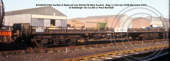 B745075 FVX Carflat A Motorail @ Eastleigh 82-11-15 © Paul Bartlett w