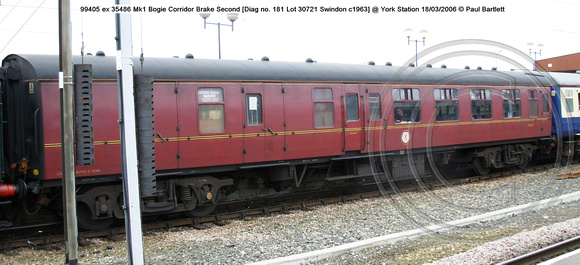 99405 ex 35486 ex Mk 1 Corridor Brake Second @ York Station 2006-03-18 � Paul Bartlett [1w]