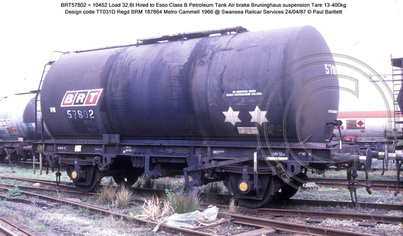 BRT57802 = 10452 Esso Class B Petroleum tank @ Swansea RCS 87-04-24 � Paul Bartlett w