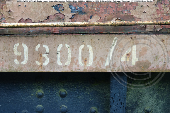 9300-4 [M730163] LMS Brake van ex internal Ashington Colliery Diag 1919 Lot 919 Derby 1936 @ Nene Valley Railway - Wansford 2021-11-27 © Paul Bartlett [2w]