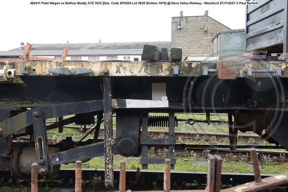 460411 Plate Wagon ex Balfour Beatty [Des. Code SP020A Lot 3839 Shildon 1979] @ Nene Valley Railway - Wansford 2021-11-27 © Paul Bartlett [5w]