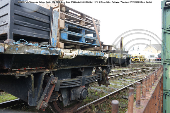 460411 Plate Wagon ex Balfour Beatty [Des. Code SP020A Lot 3839 Shildon 1979] @ Nene Valley Railway - Wansford 2021-11-27 © Paul Bartlett [6w]