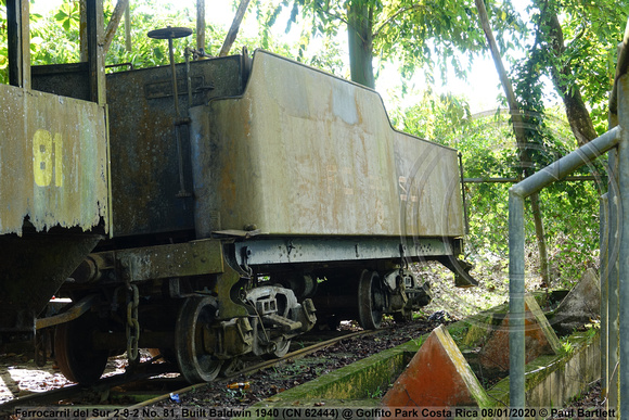 Ferrocarril del Sur 2-8-2 No. 81, Built Baldwin 1940 (CN 62444) @ Golfito Park Costa Rica 2020-01-08 © Paul Bartlett [4w]