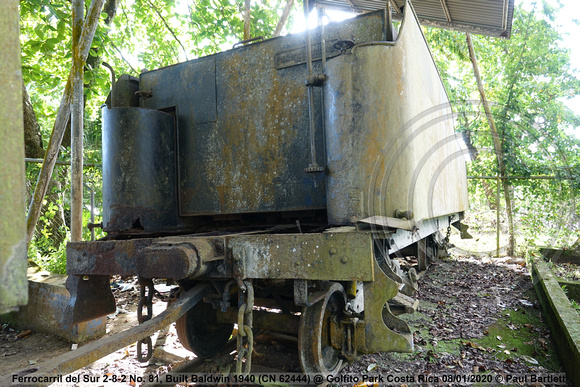 Ferrocarril del Sur 2-8-2 No. 81, Built Baldwin 1940 (CN 62444) @ Golfito Park Costa Rica 2020-01-08 © Paul Bartlett [5w]