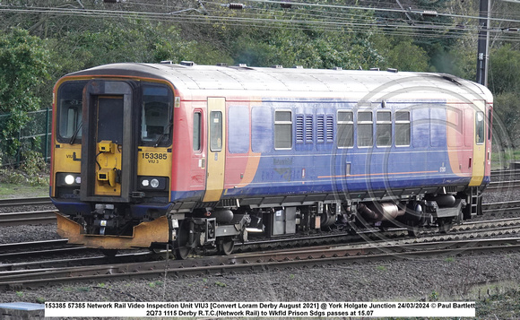 153385 57385 Network Rail Video Inspection Unit VIU3 [Convert Loram Derby August 2021] @ York Holgate Junction 2024-03-24 © Paul Bartlett [1w]