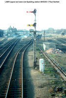 LNER signal and west end Spalding station 83-03-09 © Paul Bartlett [1w]