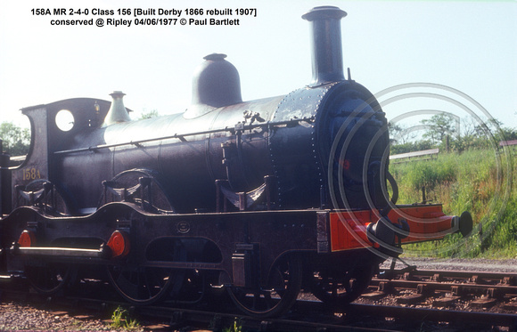 158A MR 2-4-0 Class 156 [Built Derby 1866 rebuilt 1907] conserved @ Ripley 77-06-04 © Paul Bartlett w