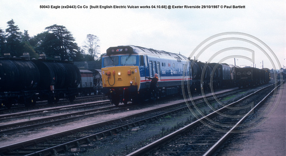 50043 Eagle (exD443) Co Co  [built English Electric Vulcan works 04.10.68] @ Exeter Riverside 87-10-29 © Paul Bartlett w
