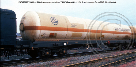 EURL78608 TCA 53.3t ICI Anhydrous ammonia Diag TC007A Fauvet Girel 1972 @ York Leeman Rd 87-06-04 © Paul Bartlett w