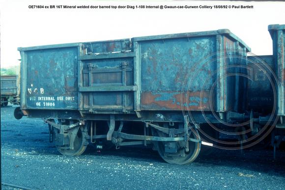 OE71604 ex BR 16T Mineral welded door barred top door Diag 1-108 Internal @ Gwaun-cae-Gurwen Colliery 92-08-18 © Paul Bartlett w
