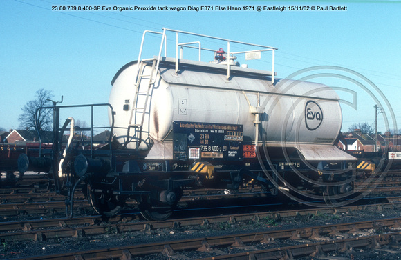23 80 739 8 400-3P Eva Organic Peroxide tank wagon Diag E371 Else Hann 1971 @ Eastleigh 82-11-15 © Paul Bartlett [1w]