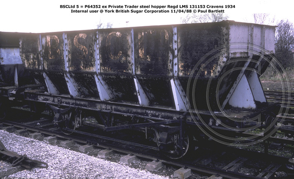 BSCLtd 5 = P64352 steel hopper Internal user @ York BSC 88-04-11 © Paul Bartlett w
