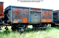 72253 ex BR 16T Mineral welded door, blanked top door Morton brake internal @ Onllwyn Colliery 92-07-18 © Paul Bartlett w