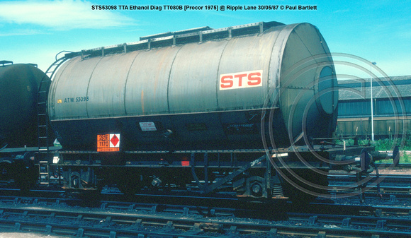 STS53098 TTA Ethanol Diag TT080B [Procor 1975] @ Ripple Lane 87-05-30 © Paul Bartlett w