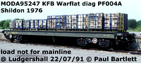 MODA95247 KFB Warflat Diag PF004A Shildon 1976 load not for mainline @ Ludgershall 91-07-22 © Paul Bartlett [2]