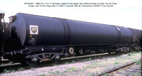 BPO83292 = SMBP7911 TEA Bogie Lagged oil tank wagon additional pipes AB Design code TE018D @ Thamsehaven 87-05-30 � Paul Bartlett w