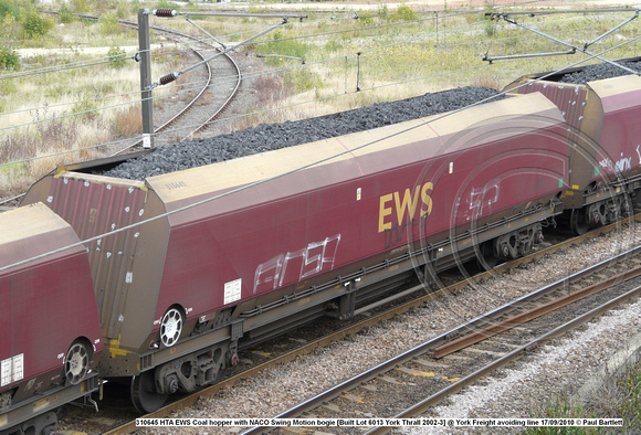 310645 HTA EWS Coal hopper with NACO Swing Motion bogie [Built Lot 6013 York Thrall 2002-3] @ York Freight avoiding line 2010-09-17 © Paul Bartlett w