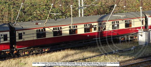 13227 Mk 1 Corridor First owned Locomotive Services Ltd  [Diag 116 Lot 30381 Eastleigh 1959] @ York Holgate Sidings 2021-12-15 © Paul Bartlett [3w]