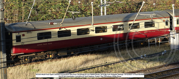 M3330 Mk2f First Open owned Locomotive Services Ltd Diag 83 Lot 30859 Derby 1973] @ York Holgate Sidings 2021-12-15 © Paul Bartlett [3w]