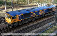 66736 [ex 66404] Wolverhampton Wanderers GBRf [JT42CWR GM -EMD works no. 20038515-4 14.10.2003] @ York Holgate Sidings 2021-12-15 © Paul Bartlett [2w]