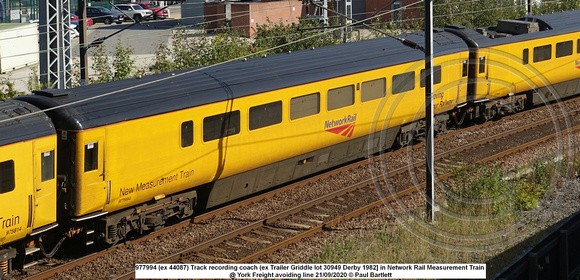 977994 (ex 44087) Track recording coach (ex Trailer Griddle lot 30949 Derby 1982] in Network Rail Measurement Train @ York Freight avoiding line 2020-09-21 © Paul Bartlett [2w]