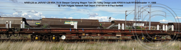 NR97128 ex JARV97128 KRA Sleeper Carrying Wagon @ York Holgate Network Rail Depot 2014-07-27 � Paul Bartlett [01w]