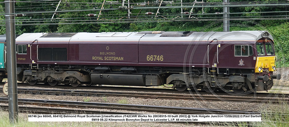 66746 [ex 66845, 66410] Belmond Royal Scotsman [classification JT42CWR Works No 20038515-10 built 2003] @ York Holgate Junction 2022-06-13 © Paul Bartlett [2w]
