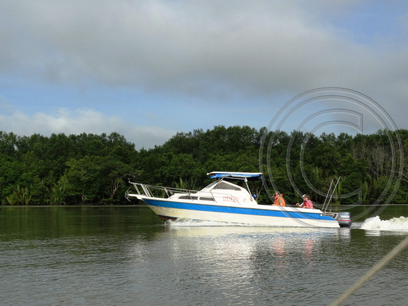 Speedboats, Santubong River, Sarawak, Malaysia