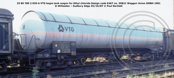 33 80 789 2 035-6 VTG Ethyl chloride @ Willesden – Sudbury Sdgs 87-10-25 © Paul Bartlett w