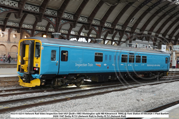 153311 52311 Network Rail Video Inspection Unit VIU1 [built c1983 Workington split HB Kilmarnock 1990] @ York Station 2024-08-07 © Paul Bartlett [8w]