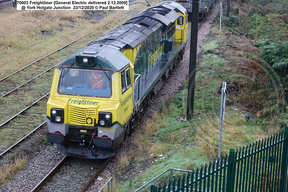 70003 Freightliner [General Electric delivered 2.12.2009] @ York Holgate Junction 2020-12-23 © Paul Bartlett (12w)