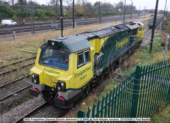70003 Freightliner [General Electric delivered 2.12.2009] @ York Holgate Junction 2020-12-23 © Paul Bartlett (16w)
