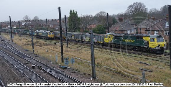 70003 Freightliner on 12.45 Hunslet Yard to York MWA + 66531 Freightliner @ York Holgate Junction 2020-12-23 © Paul Bartlett (1w)